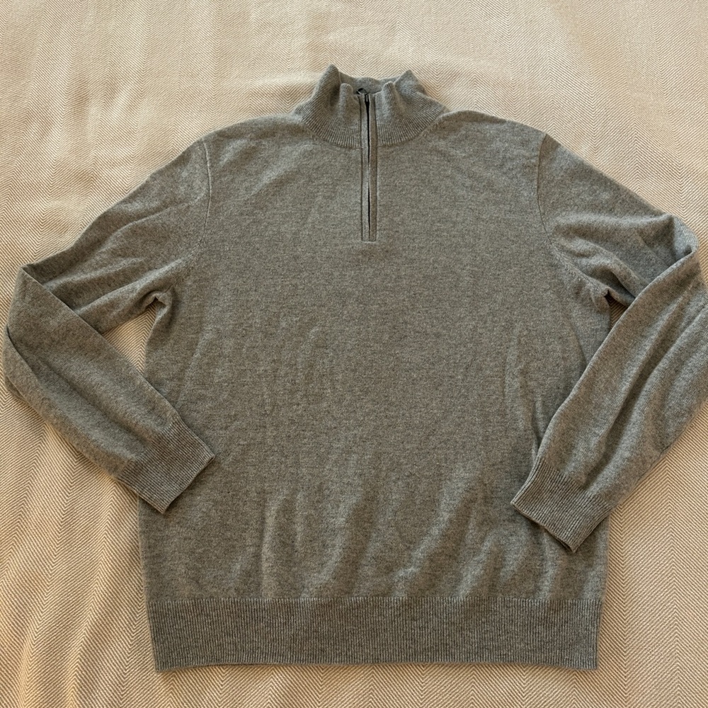 Grey cashmere quarter zip sweater from jcrew